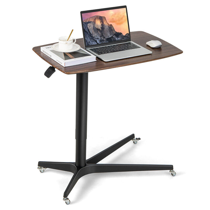 Height Adjustable Mobile Standing Desk with Lockable Wheels
