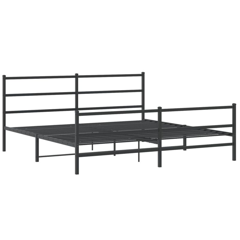 vidaXL Metal Bed Frame with Headboard and FootboardBlack 76"x79.9" King