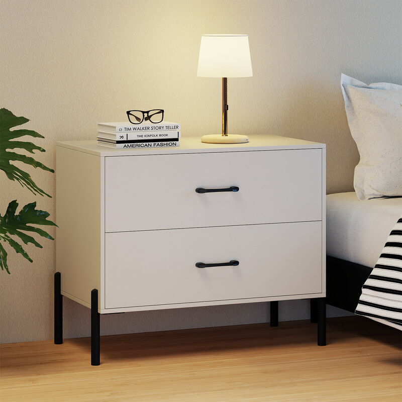 Set of 2 Modern Wooden Nightstands with 2 Drawers for Bedroom Storage image number 5