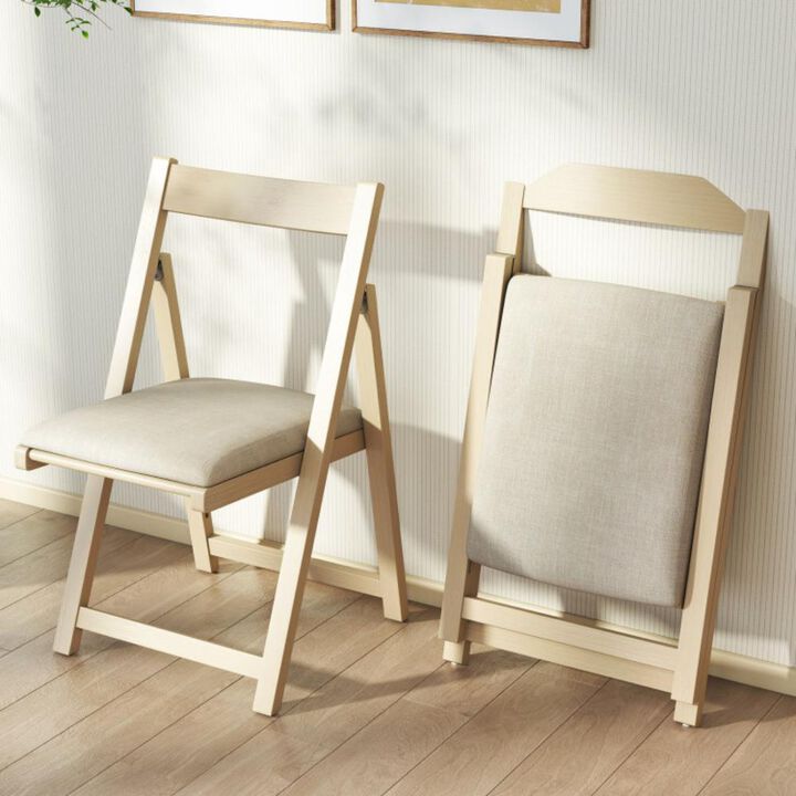 Hivvago Folding Upholstered Dining Chair Set of 4 with Curved Backrest