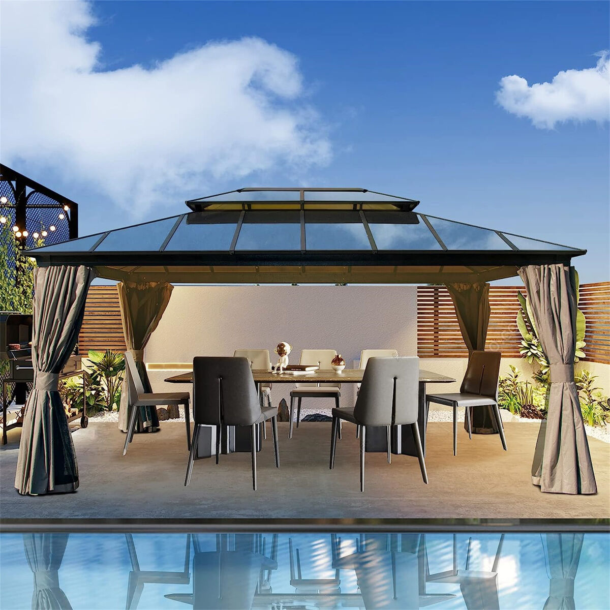 Streamdale 12x16ft Hardtop Gazebo with Polycarbonate Roof