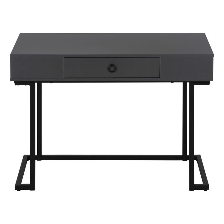 HomeRoots 42" Gray and Black Wood and Metal Sled Computer Desk