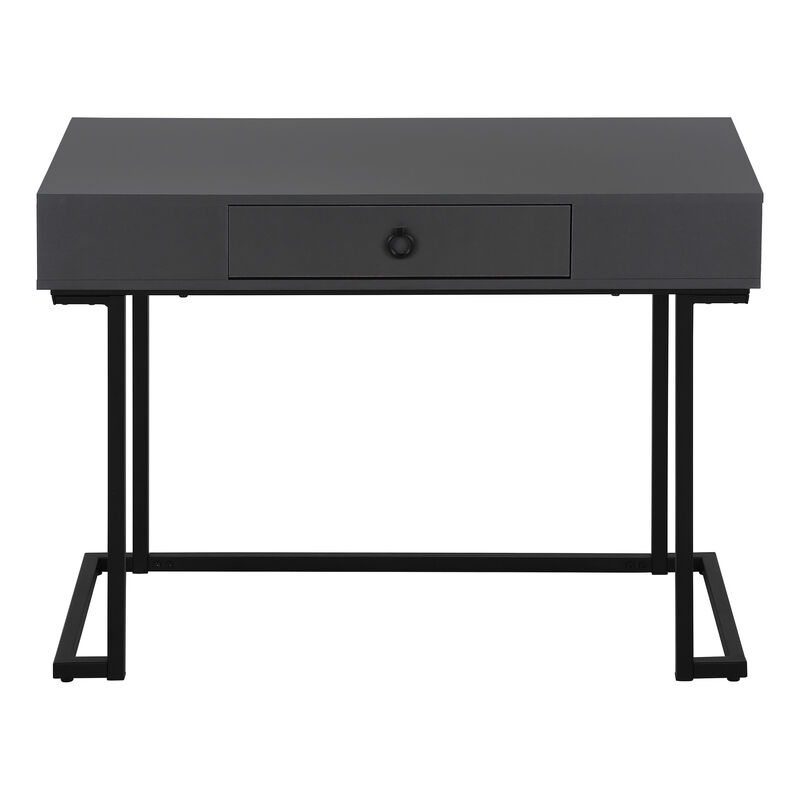 HomeRoots 42" Gray and Black Wood and Metal Sled Computer Desk image number 0
