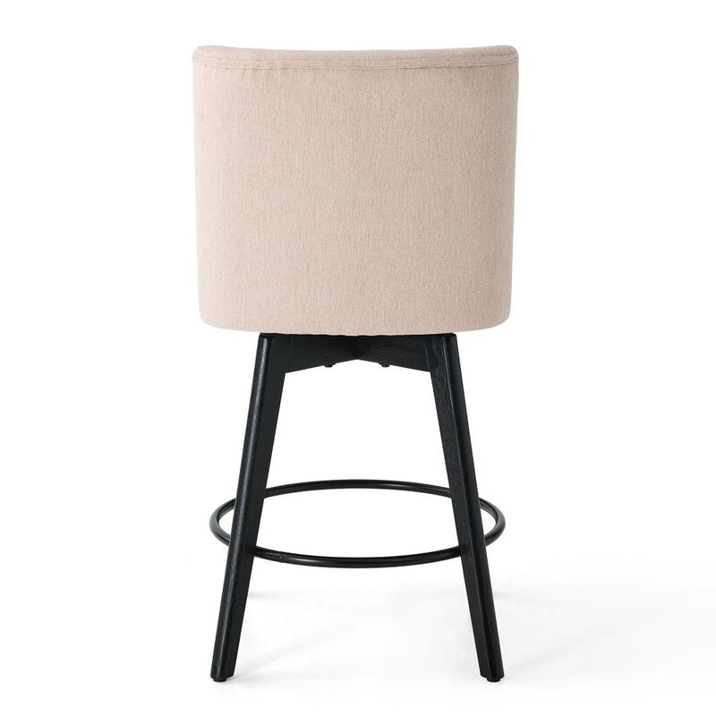 Counter Height Bar Stools, 26" Swivel Barstools with Backs, Linen Bar Chairs for Dining Room, Beige image number 9