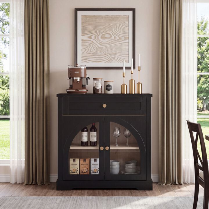 Medful Arched Glass Door Sideboard Cabinet
