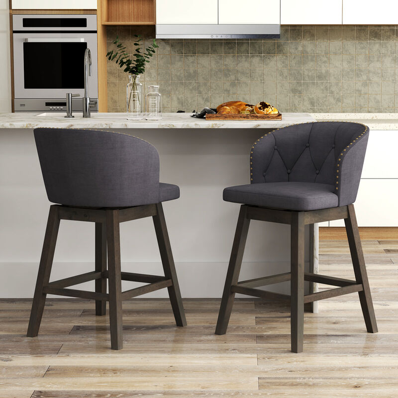 Counter Height Fabric Upholstered Bar Stools Set of 2