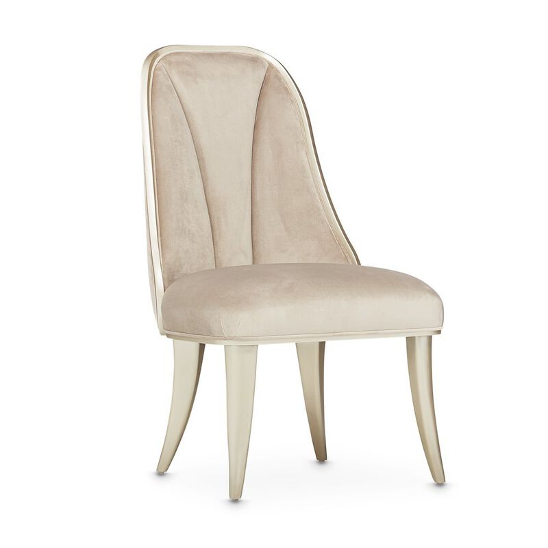 Velvet Chairs Set of 2, Beige Chairs for Dining Table with Tall Back image number 4