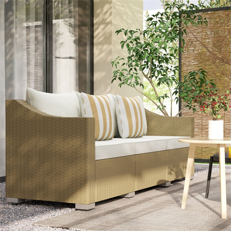 Outdoor Wicker 3-Seater Sofa &ndash; Sturdy and Comfortable Rattan Furniture for Garden or Porch image number 1