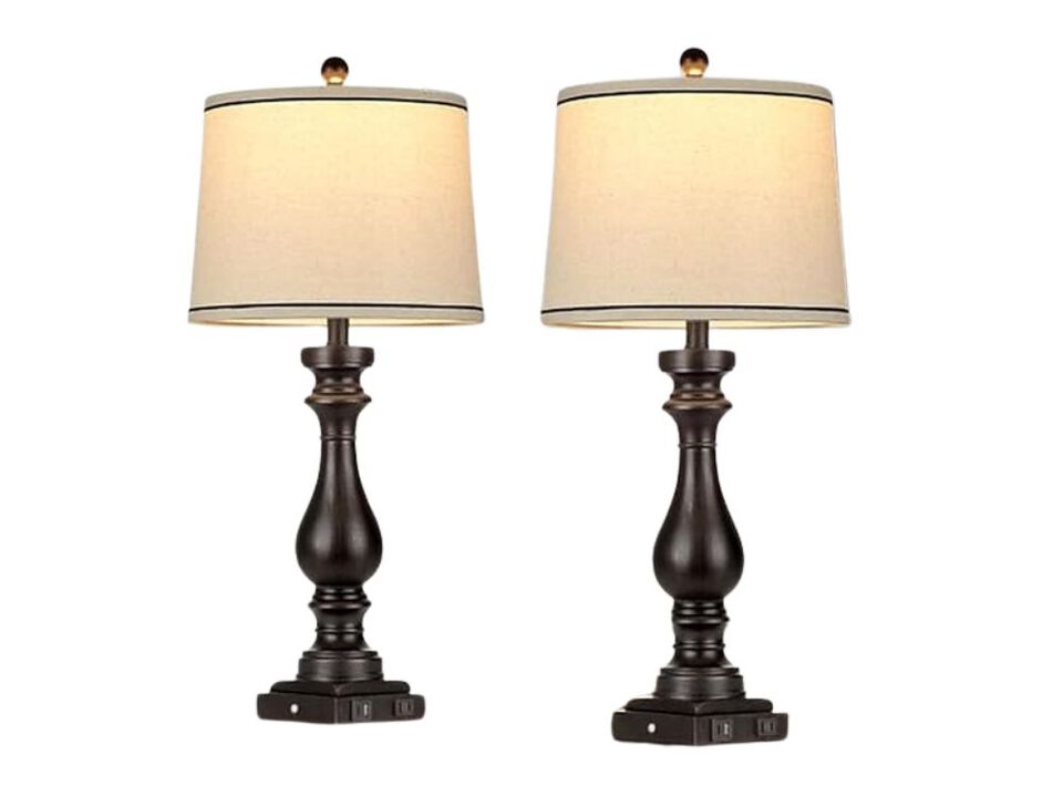 Dimmable Touch Control USB C Farmhouse Table Lamps Set Of 2 For Living Room