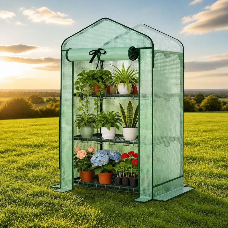 WOW PIONEER Three-Tier Portable Mini Greenhouse With PE Cover And Stable Steel Frame For Patio Gardening Seed Starting and Indoor Plant Growing image number 2
