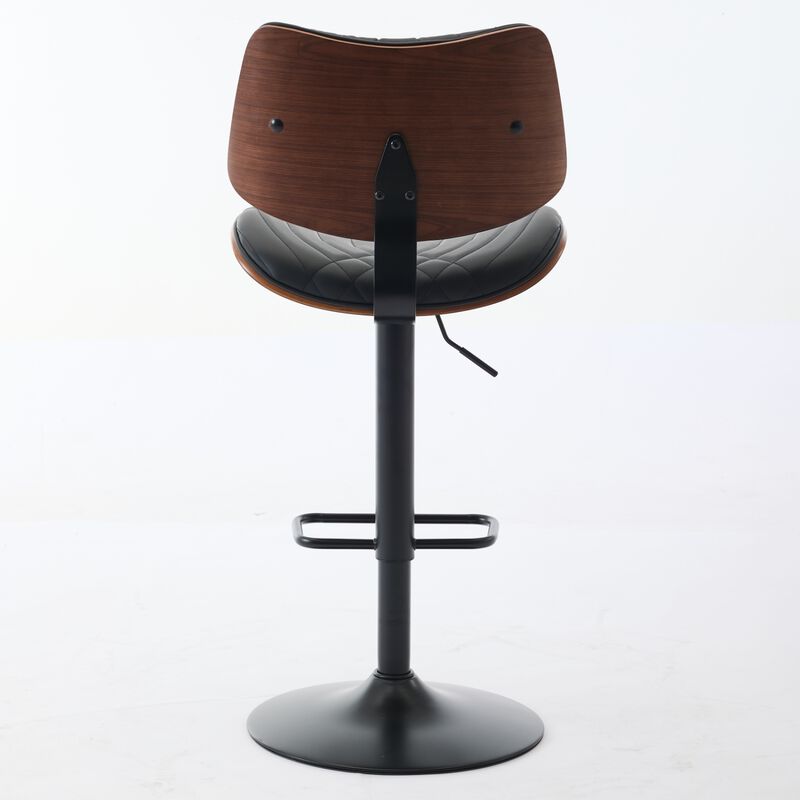 Streamdale Walnut Bentwood Faux Leather Back Swivel Bar Stool image number 6