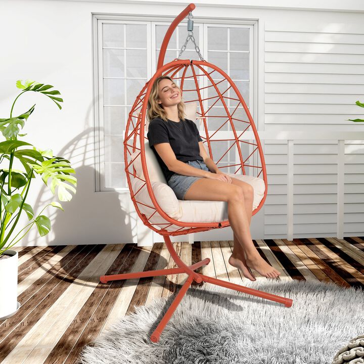 Hivvago Wicker Hanging Egg Chair with Stand