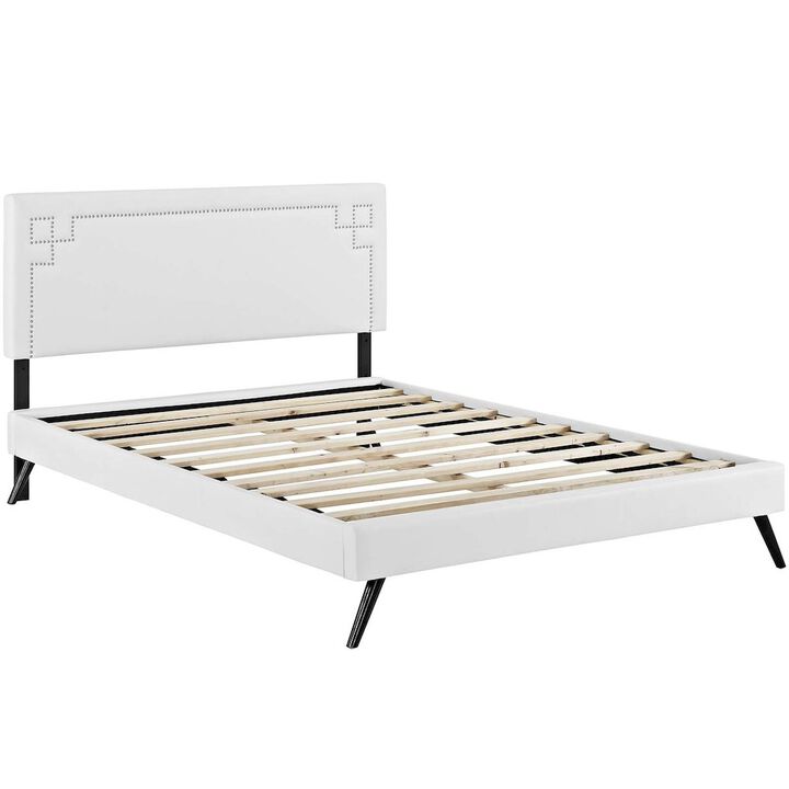 Modway Josie Vinyl Queen Platform Bed with Round Splayed Legs