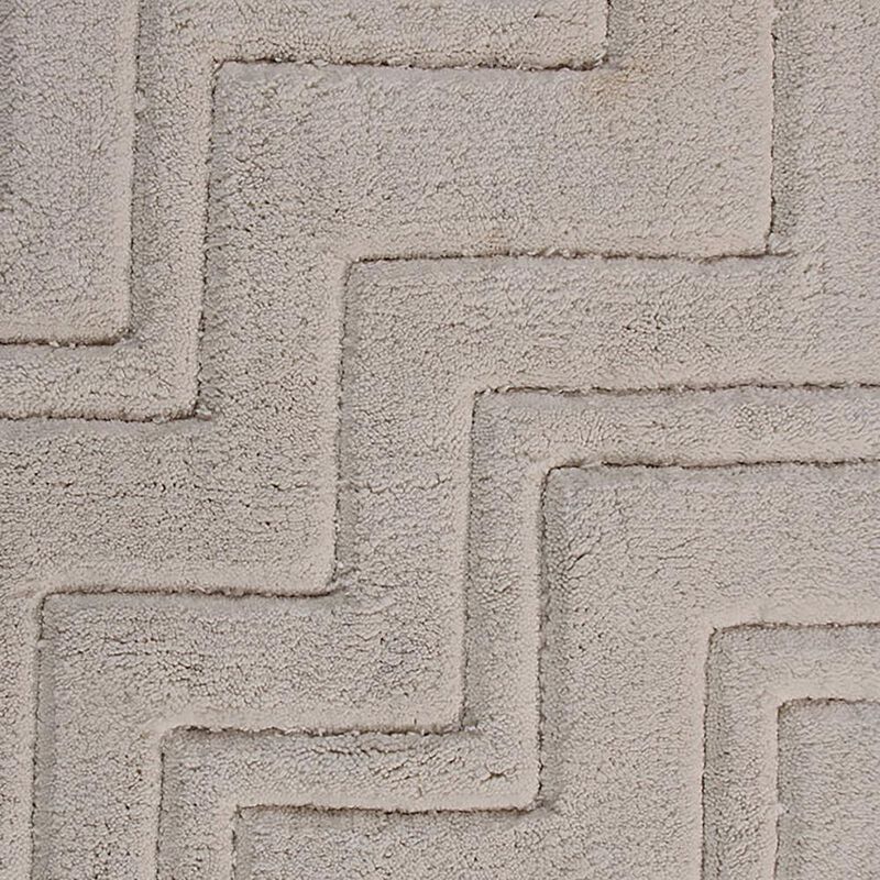 Zig Zag Pattern Cotton Non-Skid Back Bath Rug 24" x 40" Ivory by Castle Hill London