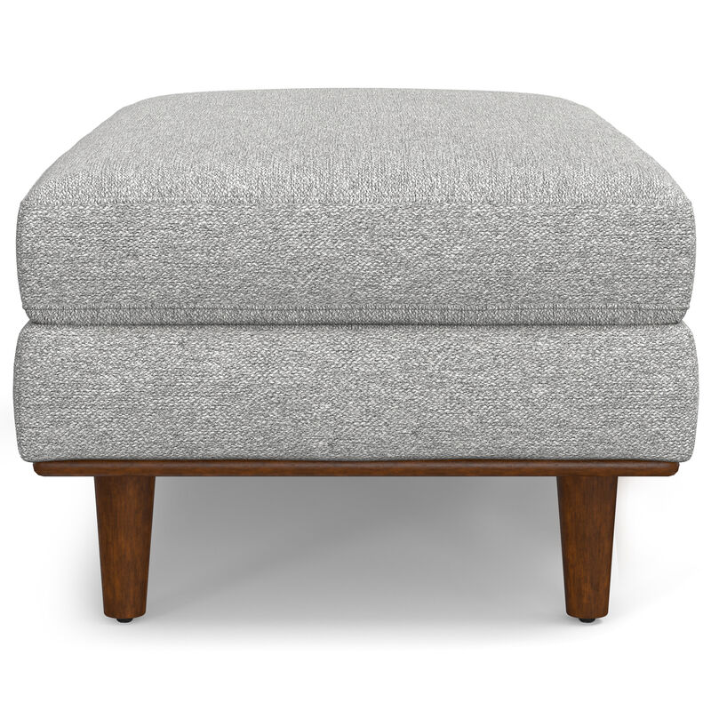 Morrison 49 inch Wide Mid-Century Modern Table Ottoman in Mist Grey Woven-Blend Fabric