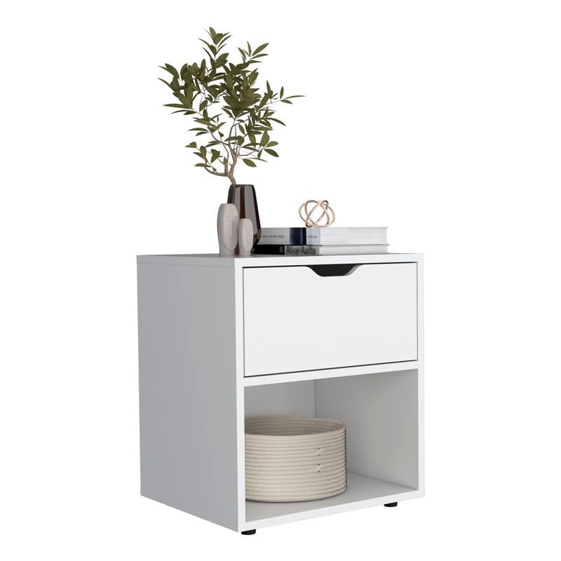 19.7"H Nightstand End Table with One Open Shelf,Ligth Gray