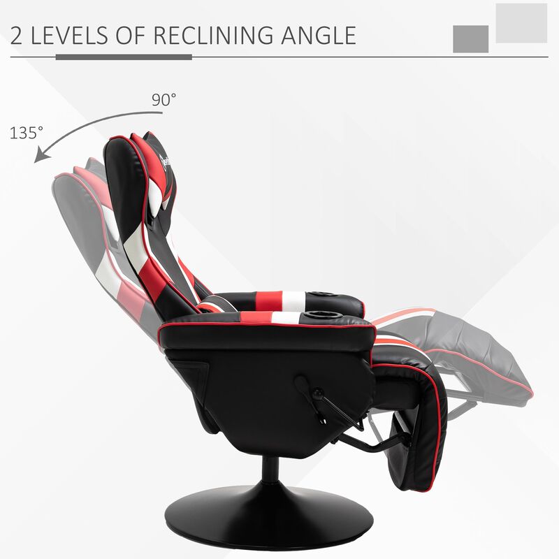 Black/White/Red Gaming Throne: Recliner with Lumbar Support and Cup Holder