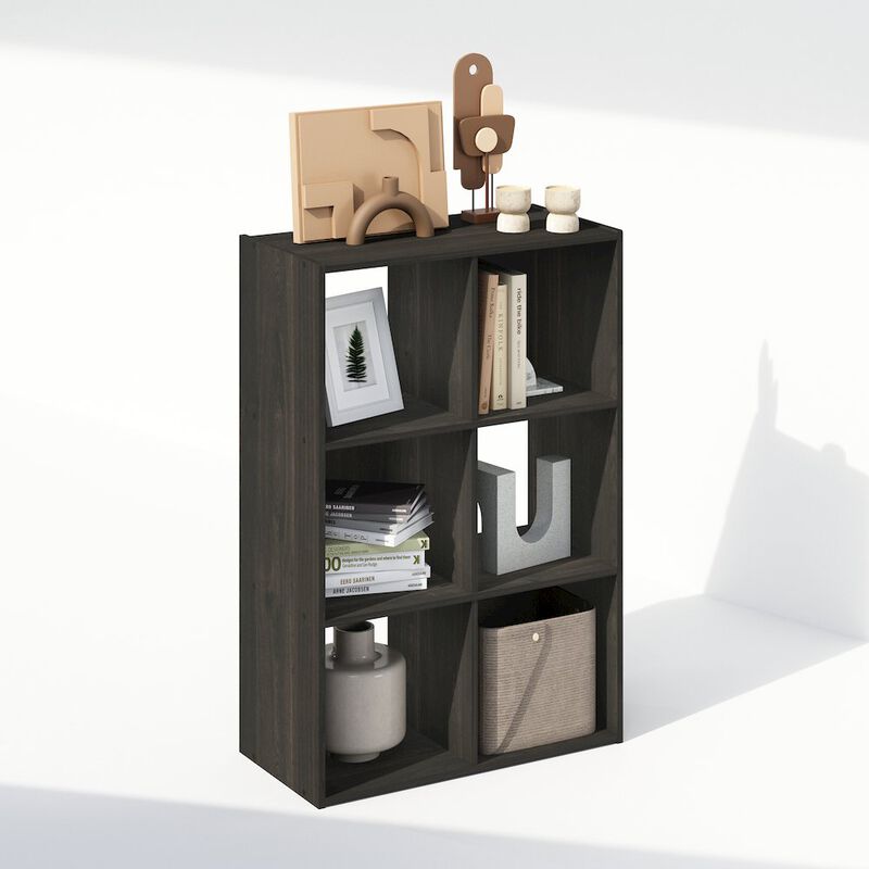 Pelli Cubic Storage Cabinet, Bookcase, Bookshelf, 6-Cube, Espresso
