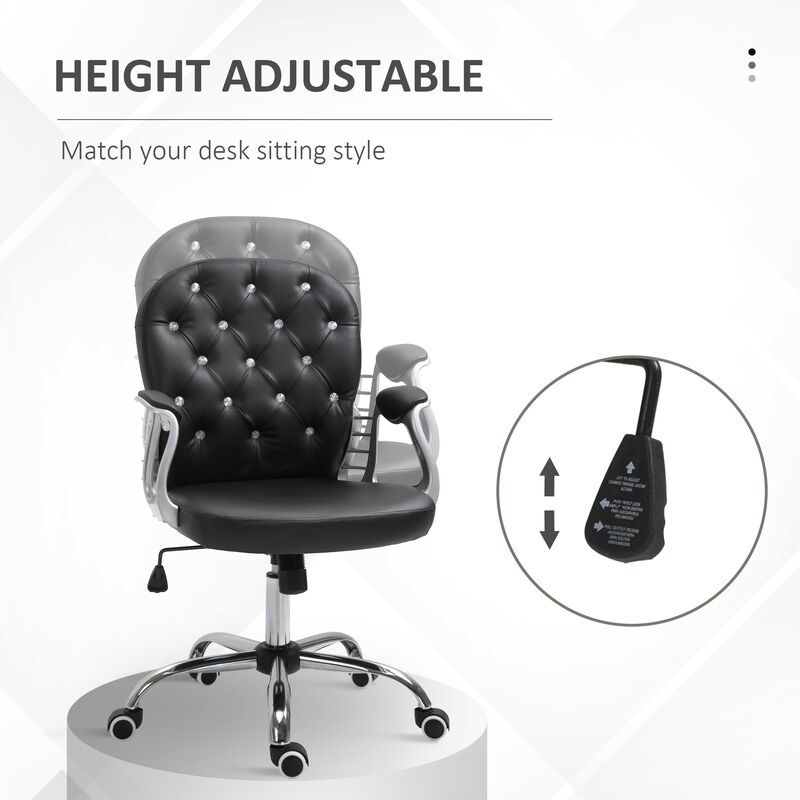 Hivvago PU Leather Office Chair with Tufted Back and Swivel Base image number 3