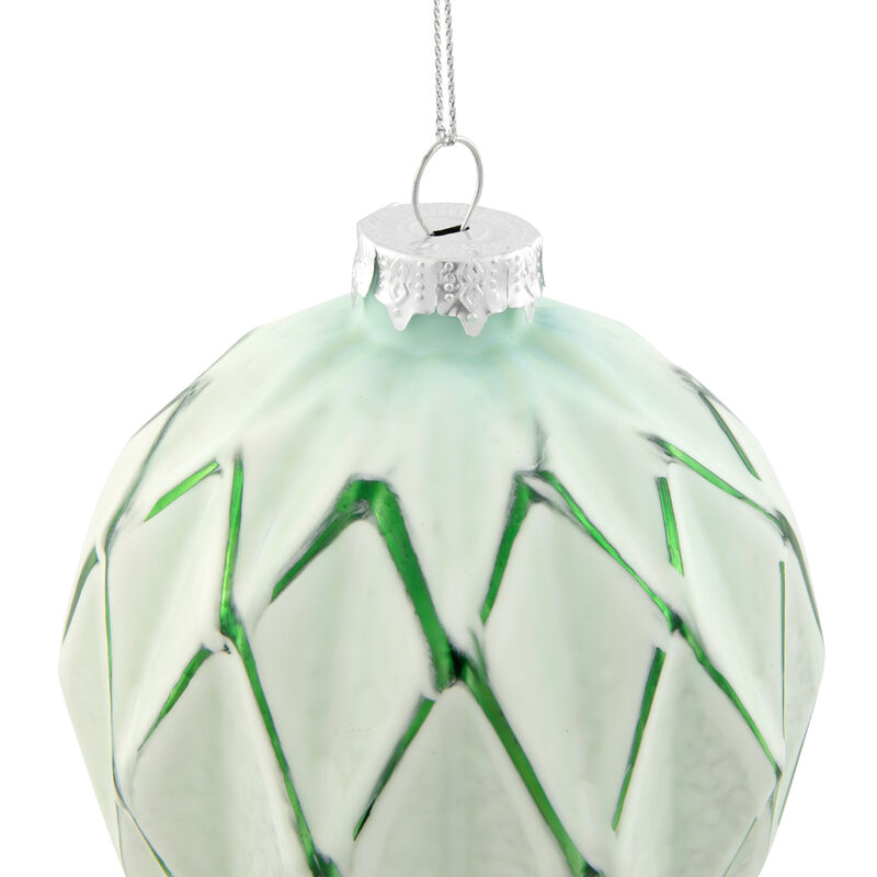 4ct Emerald Green and White Matte Christmas Ball Ornaments 4" (100mm) image number 5