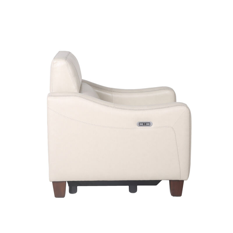 Dual-Power Recliner: Transitional Design, Top Grain Leather, Wall-Saver Mechanism, Comfort in Ivory
