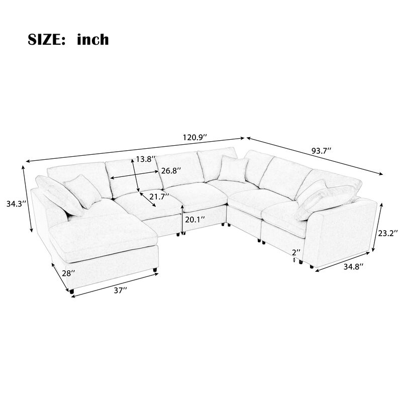 Merax Extra Large 7-Seater Modular Sectional Sofa with L-Shape Design image number 6
