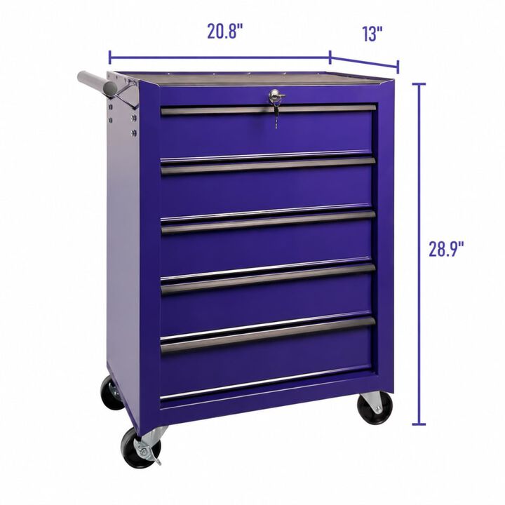 ELEMENT ACE Rolling 5-Drawer Metal Tool Chest with Ball Bearing Slides, Storage Organizer with Casters for Garages & Workspaces