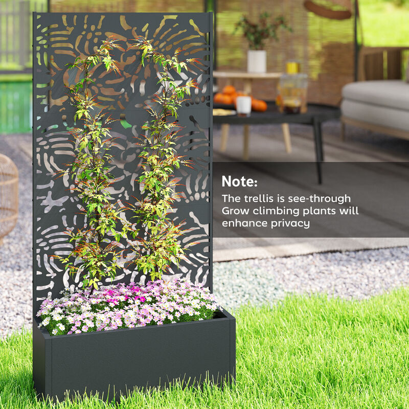 Hivvago Raised Metal Planter with Privacy Trellis and Drainage image number 7