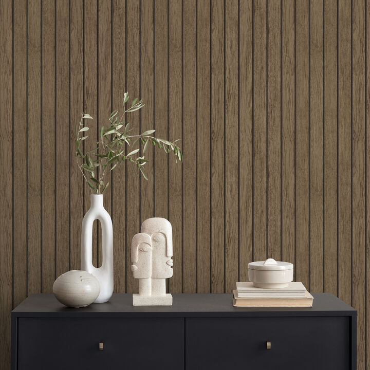 Manolo Brown Wooden Slat Wallpaper