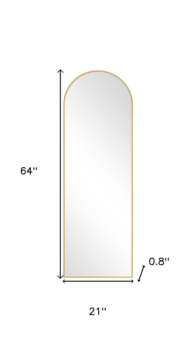 HomeRoots 64" Gold Metal Arch Freestanding Framed Standing Mirror image number 5