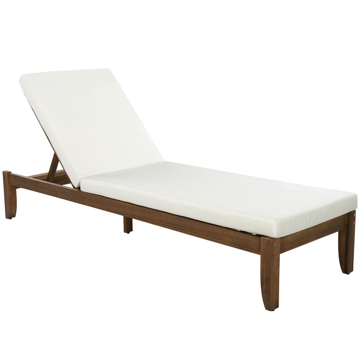 Zopso Solid Acacia Wood Outdoor Chaise Lounge Chair
