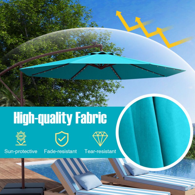 10 Ft Patio Umbrella Offset Cantilever Umbrella with 40 Solar Powered Lights image number 6