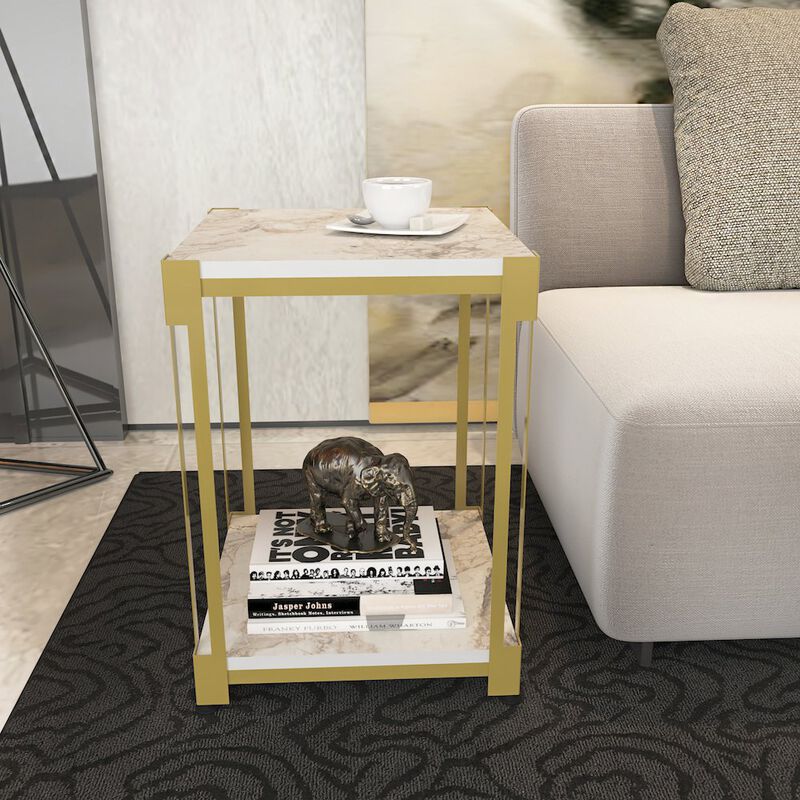 Decorotika Zenas Side End Table - Ephesus Gold
