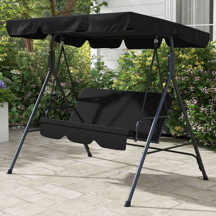 Hivvago Patio Swing Chair with Steel Frame and Adjustable Shade