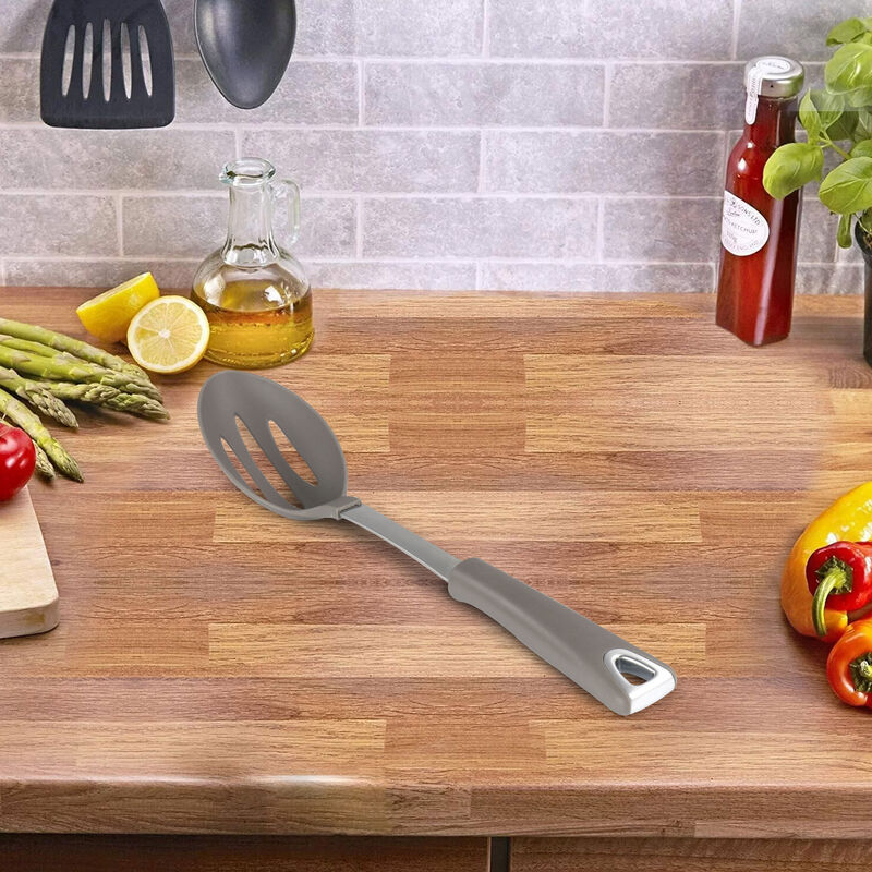 Martha Stewart Nylon Slotted Spoon in Taupe