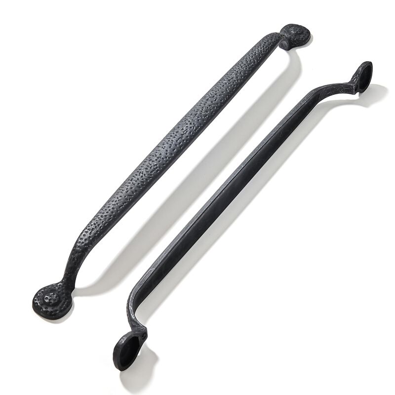 CABDM 2 Pack 12 Inch (305mm) Hole Center Rustic Black Iron Cabinet Pulls,Antique Black Cabinet Pulls Hammered Cabinet Pulls Kitc