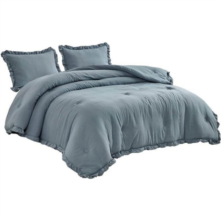 Oversized Microfiber Comforter Set with Ruffled Edges &ndash; Chic and Comfortable