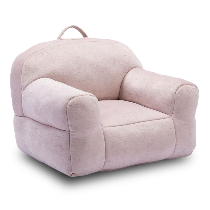 Kids Bean Bag Chair Velvet Fabric Memory Sponge Stuffed Bean Bag Chair For Children, Pink
