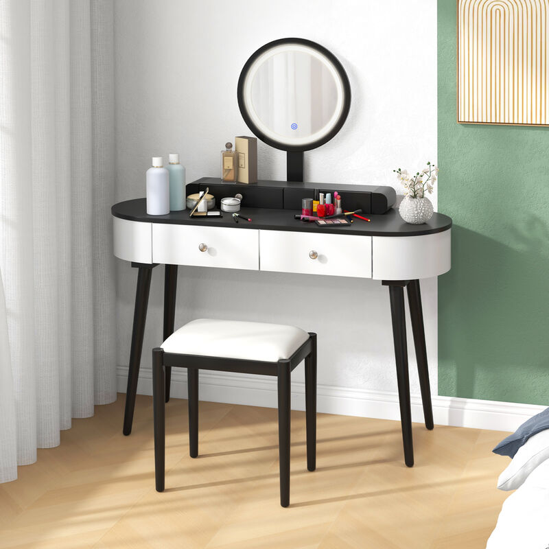 Makeup Vanity Table Set with LED Mirror and 3 Spacious Drawers