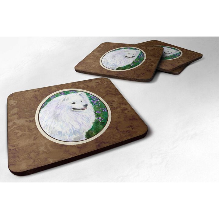 Caroline's Treasures SS8965FC American Eskimo Foam Coasters (Set of 4), 3.5 H x 3.5 W, Multicolor