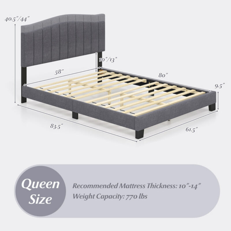 Modern Bed Frame with Vertical Channel Tufted Headboard and Adjustable Height-Grey image number 2
