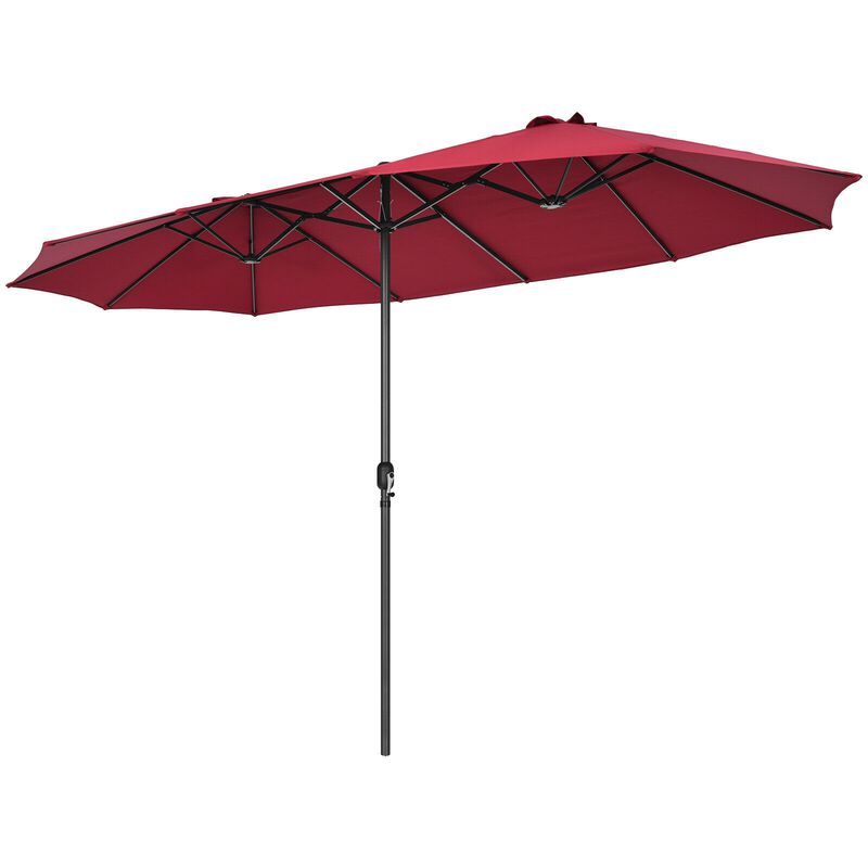 Extra-Wide Patio Umbrella &ndash; Dual Canopy with Crank Lift for Backyard or Garden