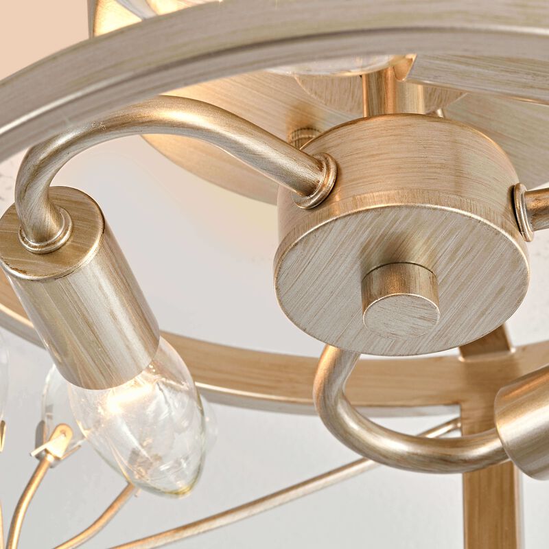 Gisela 3-Light Brushed Champagne Silver Metal Cage Drum Flush Mount image number 5