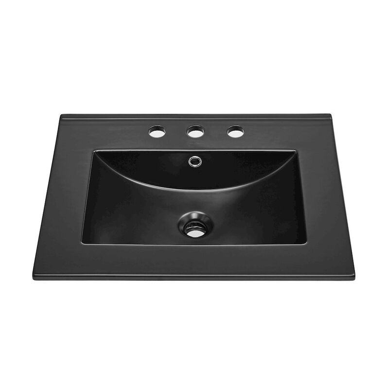24" Ceramic Vanity Top with 8" Widespread Faucet Holes in Matte Black image number 4
