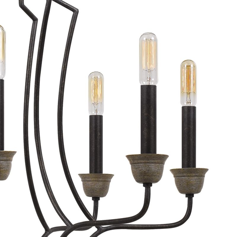 Watt Metal Chandelier with Tubular Frame, Textured Bronze-Benzara