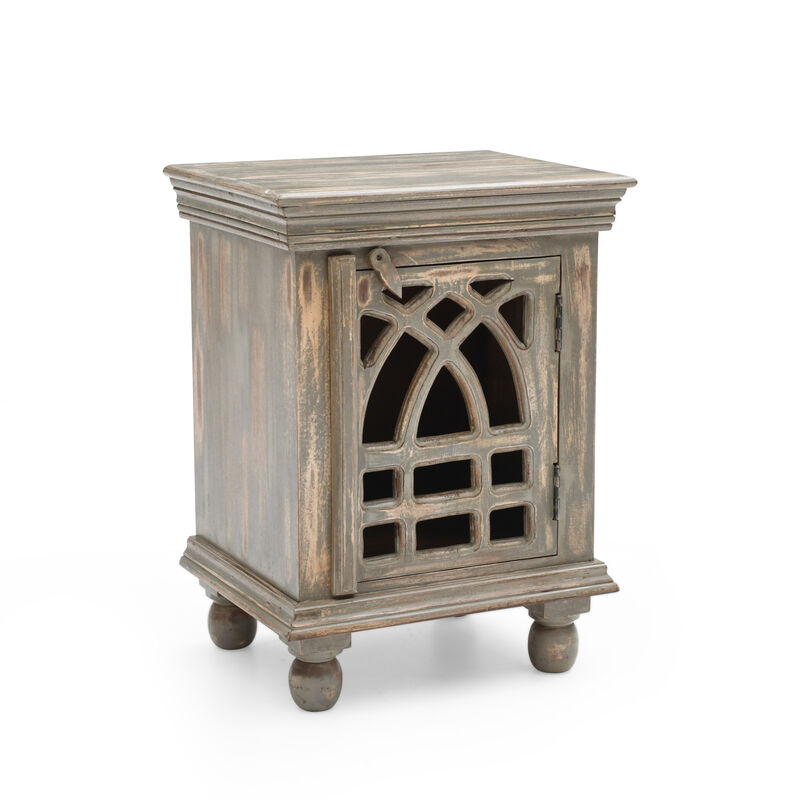 Merax Antique Grey Solid Mango Wood Nightstand