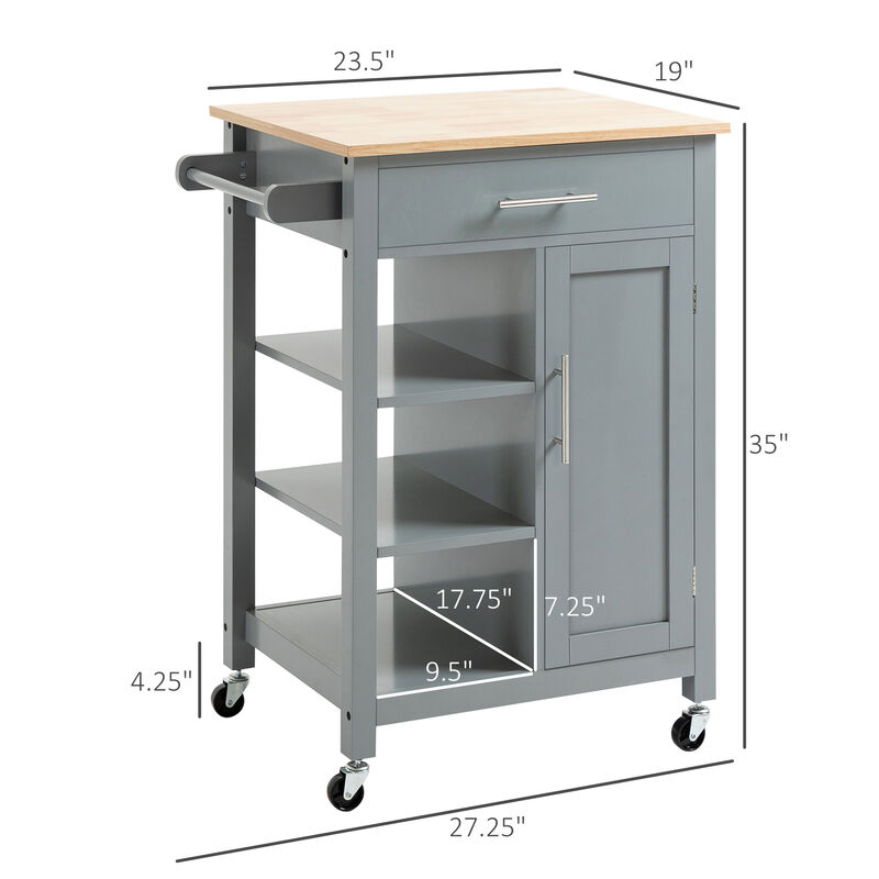 Hivvago Portable Kitchen Cart with Drawer and Open Shelf image number 2