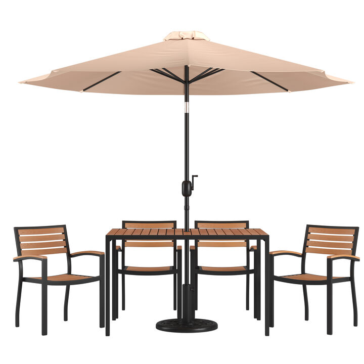 Table-4 Chairs-Umbrella & Base