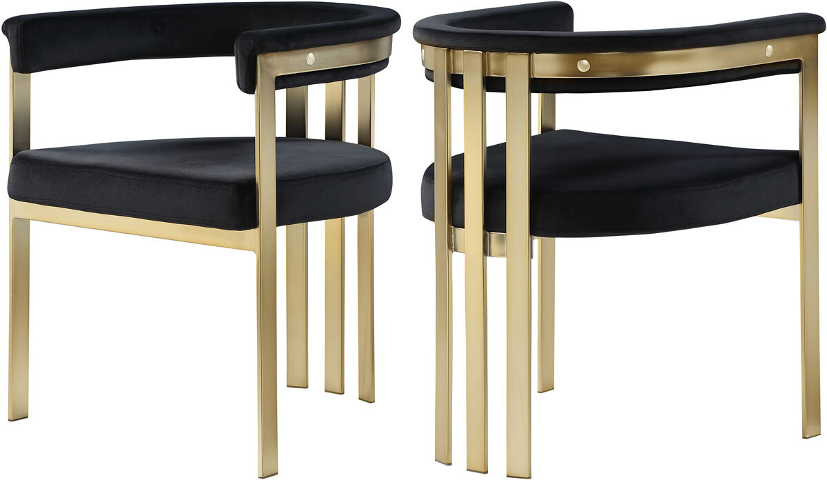 Meridian Furniture Marcello Black Velvet Dining Chair, Set of 2