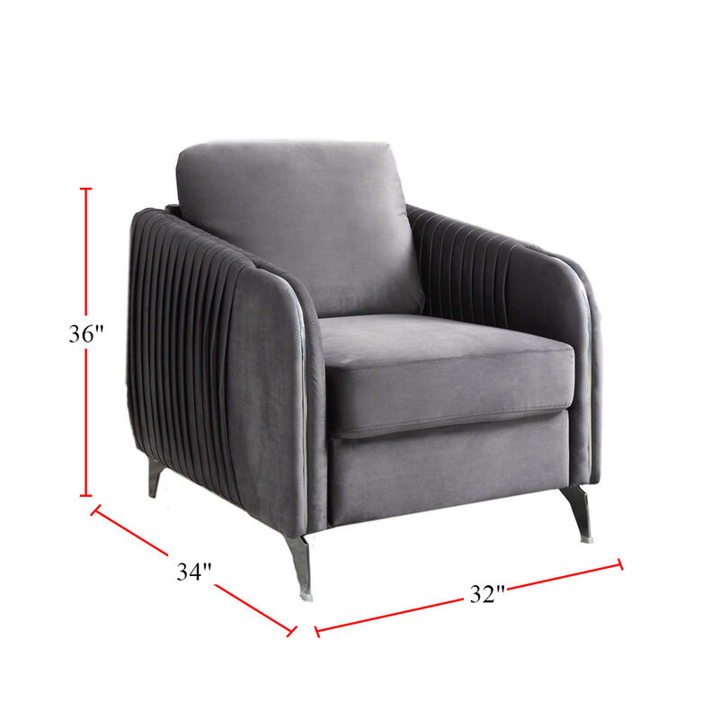 Velvet Modern Chic Accent Armchair in Gray image number 2